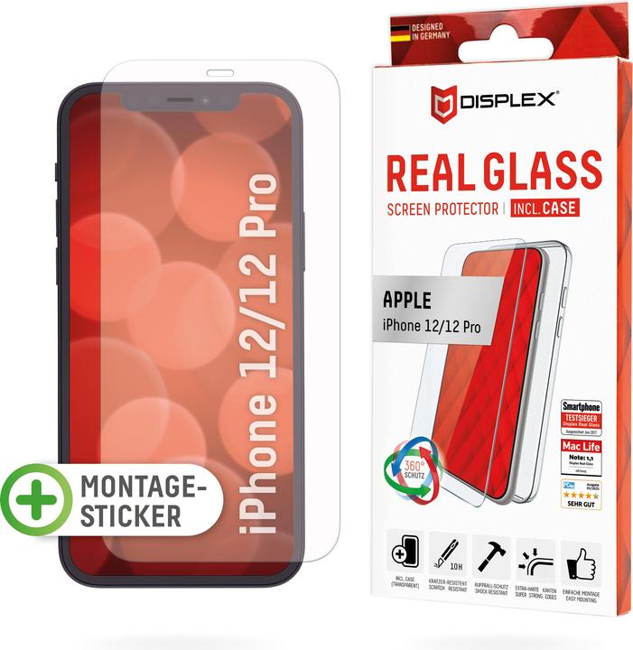 Produktbild Displex Real Glass, 2D Panzerglas + Handyhülle (1 Stück, Realme 12 Pro+, Apple iPhone 12)