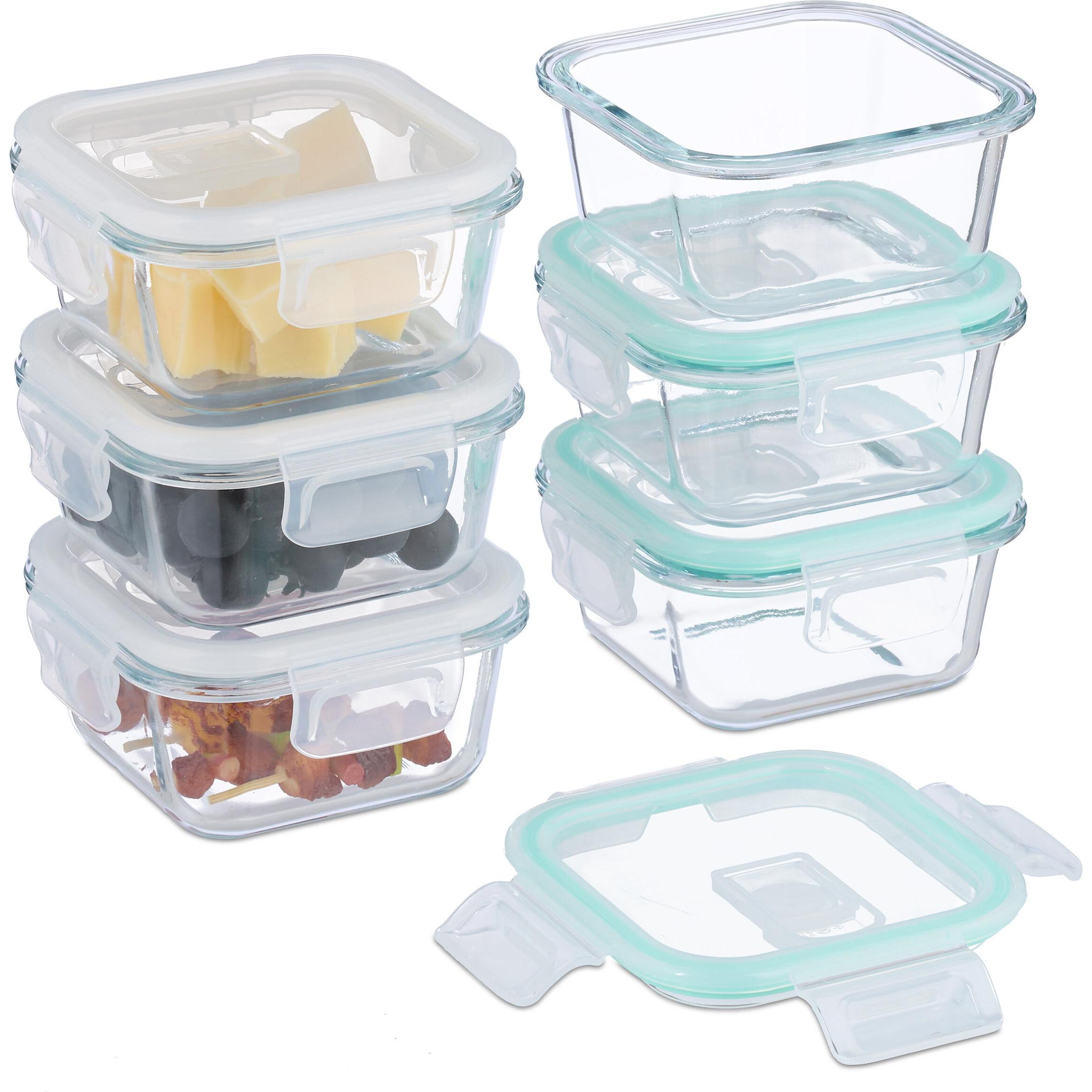 Relaxdays Set Contenitori-Per-Alimenti, Contenitore Per Alimenti, Trasparente