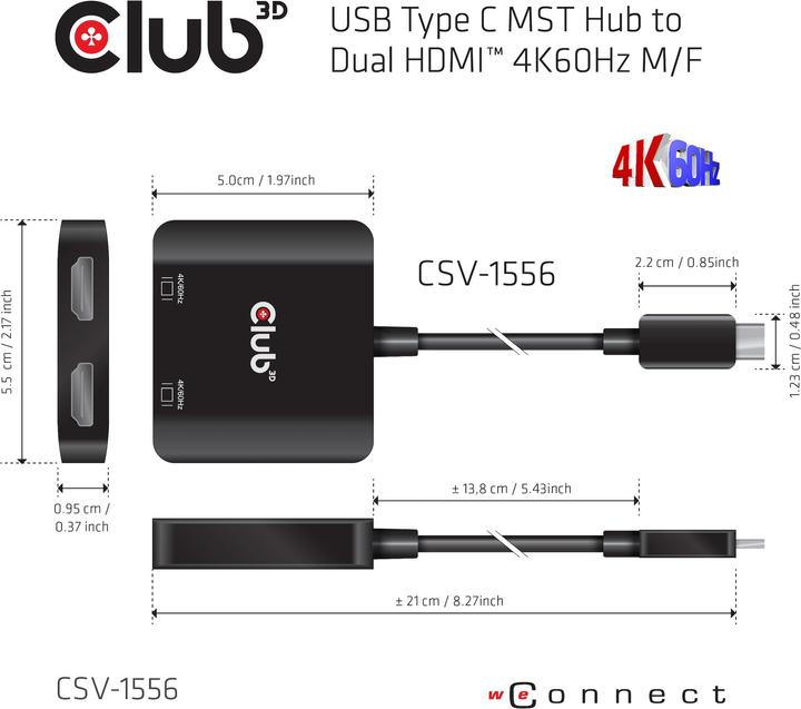 Produktbild Club 3D USB-C auf HDMI Hub (HDMI, 21 cm)