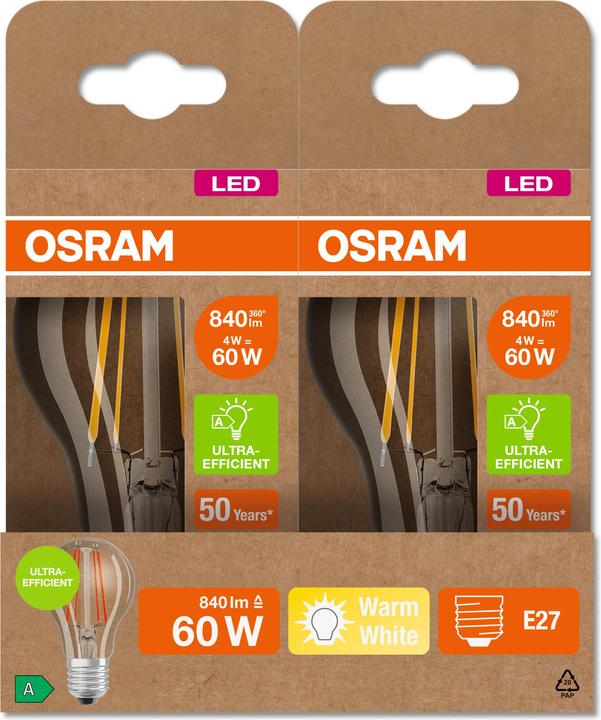 Produktbild Osram Led Filament Classic A (E27, 4 W, 806 lm, 1 x, A)