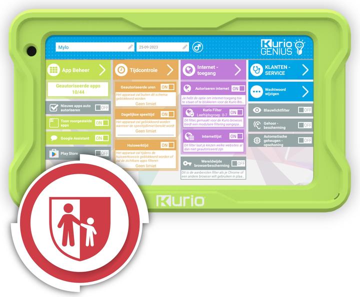 Productafbeelding Kurio kindertablet - 7 inch tablet - Veilig online - Ouderlijk toezicht - YouTube kids - appbeheer - Andro (Alleen WLAN, 7", 32 GB, Groen)