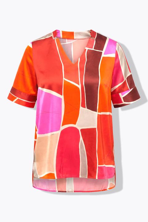 Actual product image Ulla Popken Abstract Print Stretch-Fit Viscose Blouse (42, 44)
