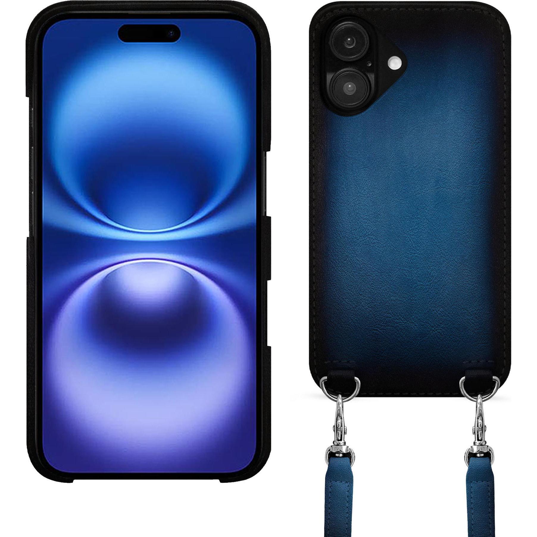 Noreve Schutzhülle mit Schulterriemen Apple iPhone 16 (Apple iPhone 16), Smartphone Hülle, Blau