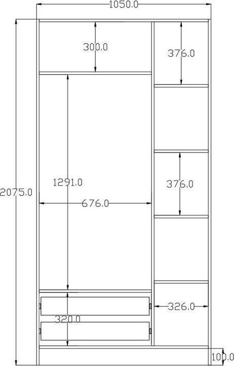 Produktbild Homitis Helora Matte White (105 x 52 x 210 cm)