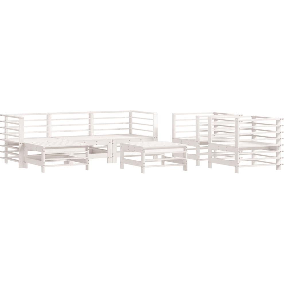 VidaXL, Gartenlounge, 7-tlg. Garten-Lounge-Set Weiss Massivholz Kiefer,Farbe