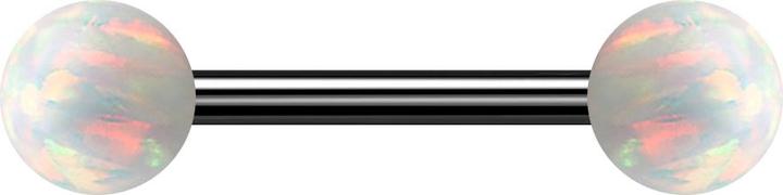 Immagine prodotto Star Piercing Barbell nero con due sfere bianco opale (senza ottone, Acciaio chirurgico 316L)