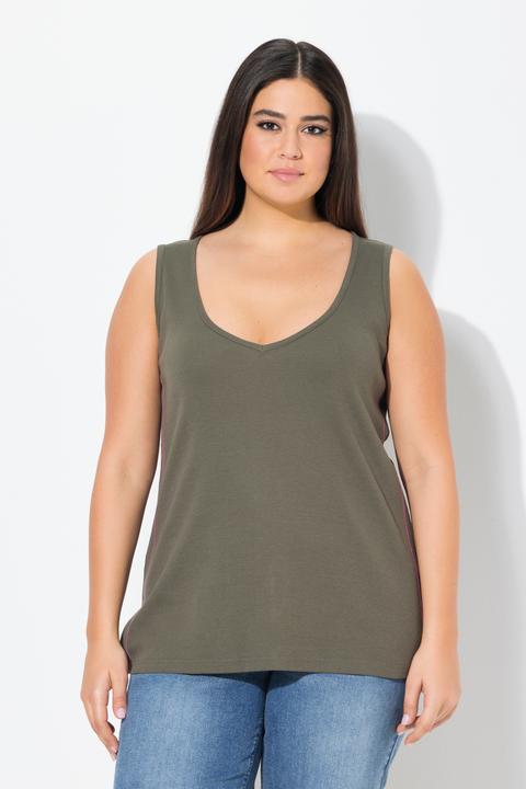 Image du produit Ulla Popken Débardeur en jersey côtelé. Décolleté V. Coupe Slim (46, 48)
