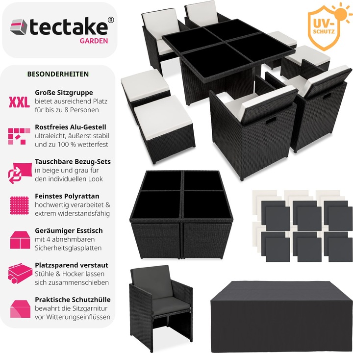 Produktbild tectake Aluminium Rattan Sitzgruppe Manhattan (100 cm)