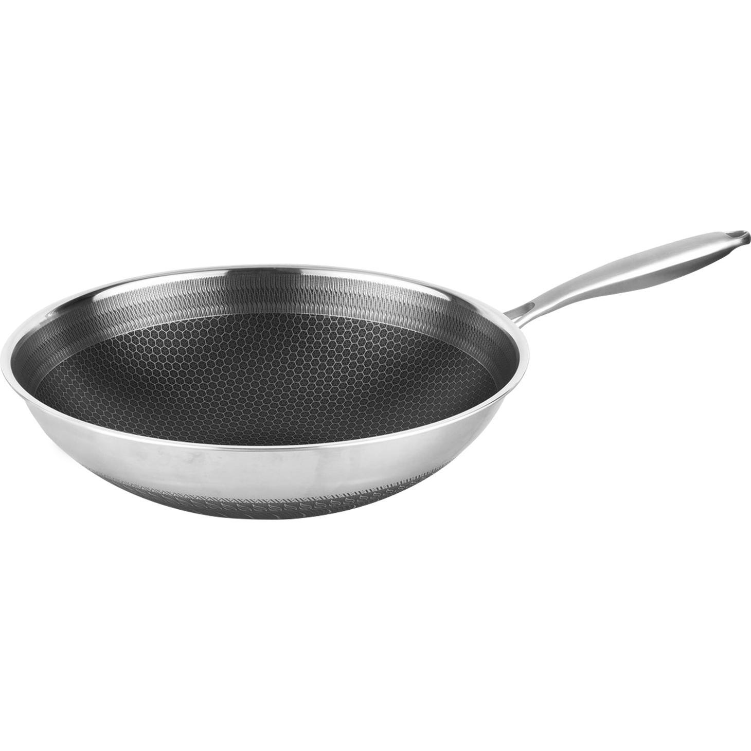 Cheffinger Wokpfanne 32 cm - Edelstahl, Pfanne + Kochtopf, Schwarz