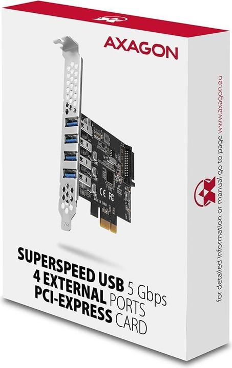 Image du produit Axagon PCEU-43RS Adaptateur PCIe 4x USB3.0 UASP VIA, alimentation SATA 15 broches