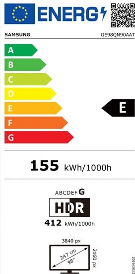 Energy Label Samsung QE98QN90A (98", QN90A, NeoQLED, 4K, 2021)