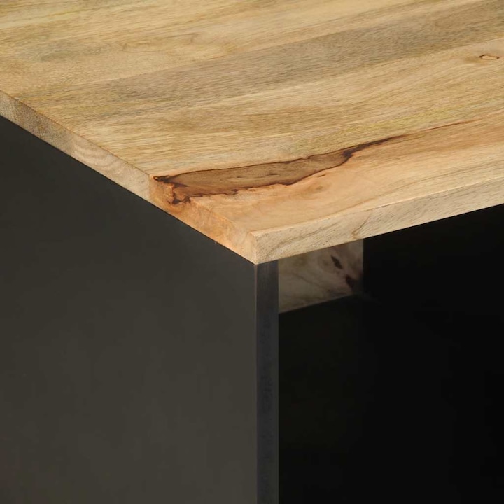Produktbild VidaXL Couchtisch Beistelltisch Wohnzimmertisch Tisch Schwarz Raues Mangoholz (80 x 50 x 40 cm)