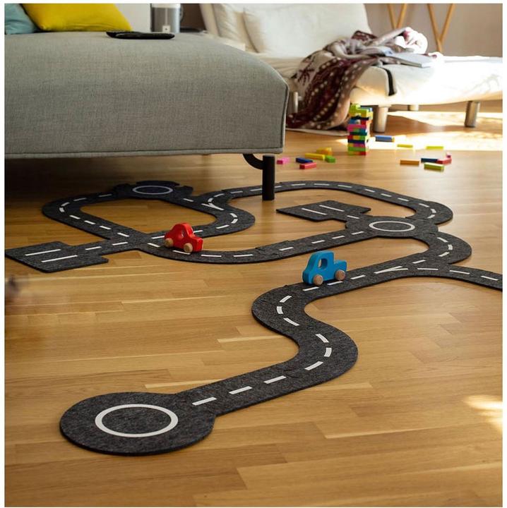 Produktbild Goki Spielstrae mit 2 Holz-Fahrzeugen, 30-teilig (30 Teile)