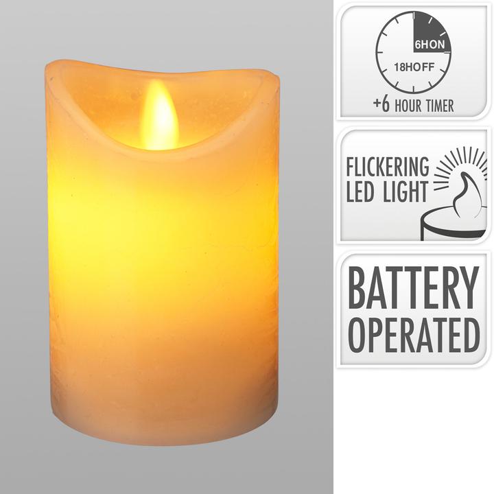 Actual product image Mojawo 4x LED Stumpenkerze Adventskranz Kerze Echtwachs Ø7x10cm Weiss Batterie (4 x)