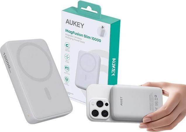 Actual product image Aukey PB-MS04 White Qi2 Powerbank 10000mAh 20W | MagSafe PD (10000 mAh, 20 W)