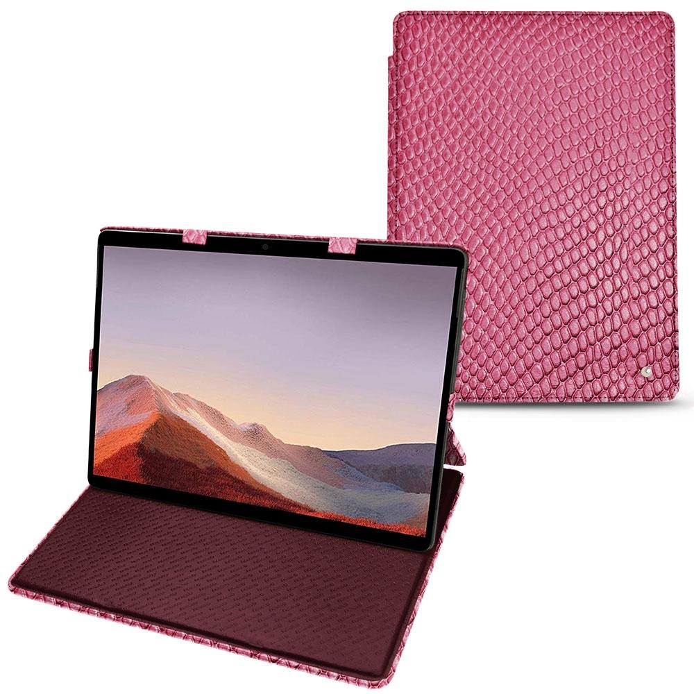 Noreve Lederschutzhülle vertikal (Microsoft Surface Pro X), Tablet Hülle, Rosa
