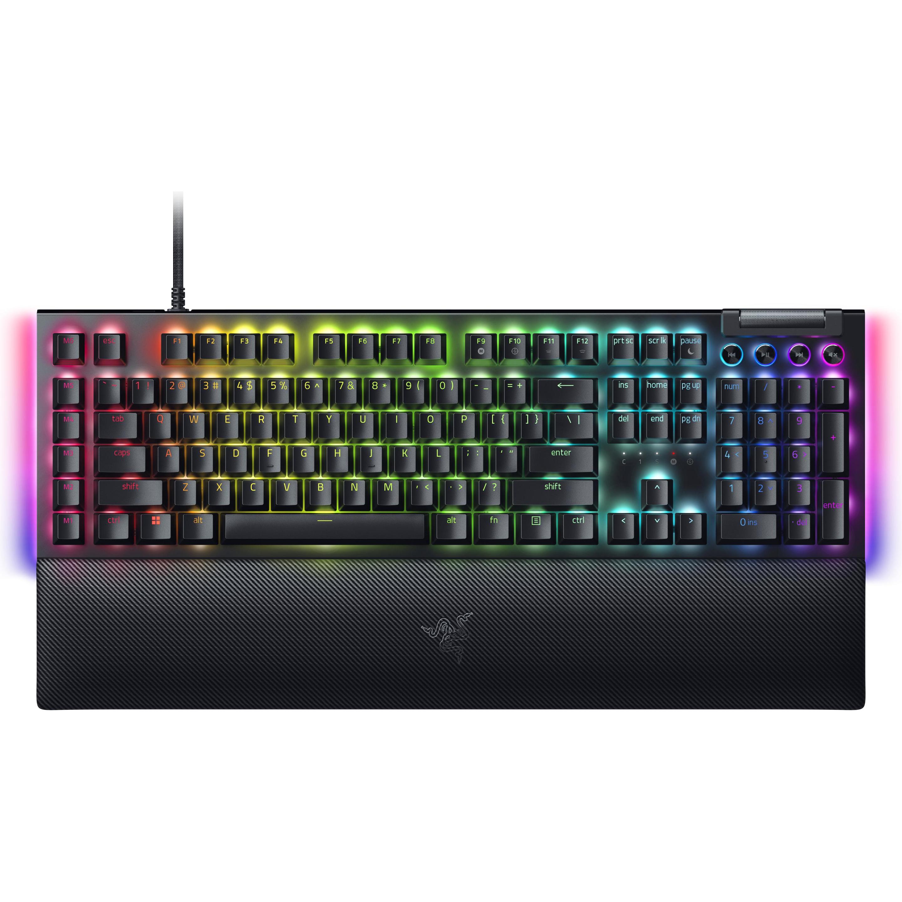 Razer Klawiatura BlackWidow V4 Green (RZ03-04690100-R3M1) (US, Kabelgebunden), Tastatur, Schwarz