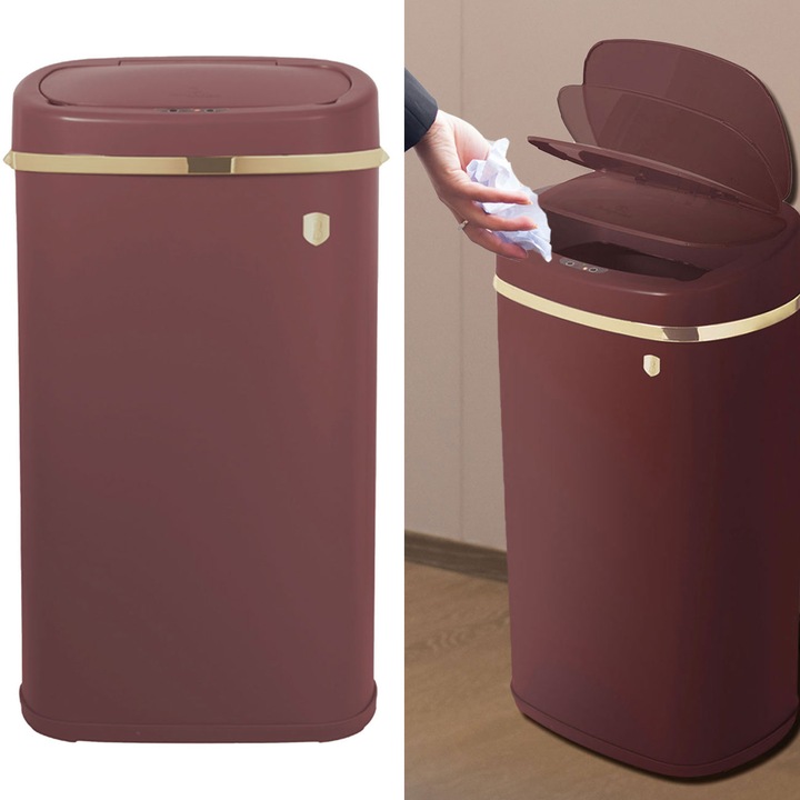 Produktbild BerlingerHaus Design Abfalleimer aus Metall, mit Sensor, 58l, bordeaux (58 l)