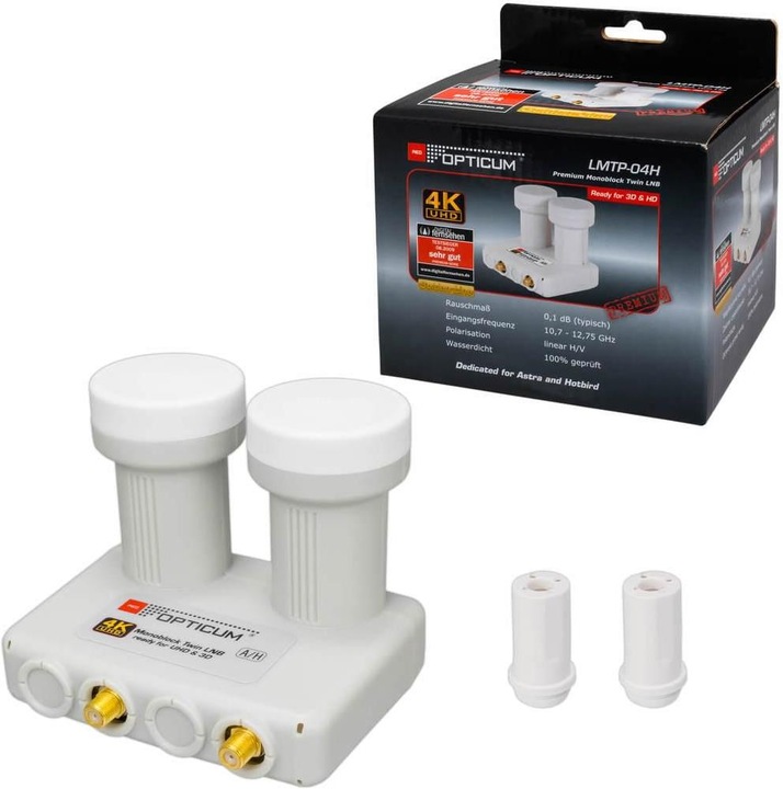 Actual product image Opticum Monoblock Twin Hotbird-Astra (Twin LNB, 40mm)