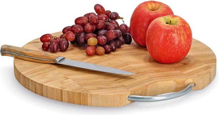 Actual product image Zeller Present Chopping board with metal handle "Herringbone", bamboo