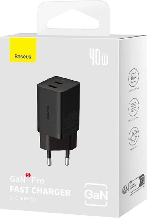 Produktbild Baseus GaN5 Pro 40W Schnellladegerät 2x USB-C (40 W, 2 Ports)