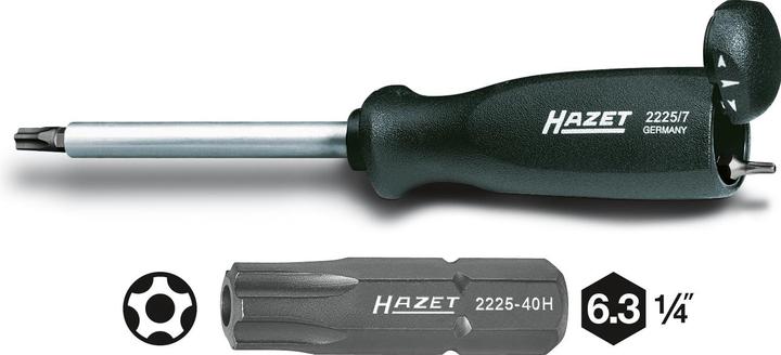 Actual product image HAZET 5-star bit 2225-27H ∙ Hexagon, solid 6.3 (1/4 inches) ∙ Inside 5-star profile with pin ∙ 27H (27H)