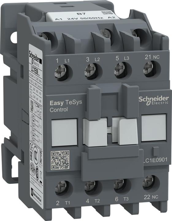 Actual product image Schneider Easy TeSys power contactor 3P 9A 1NC 24V AC 50/60Hz LC1E0901B7