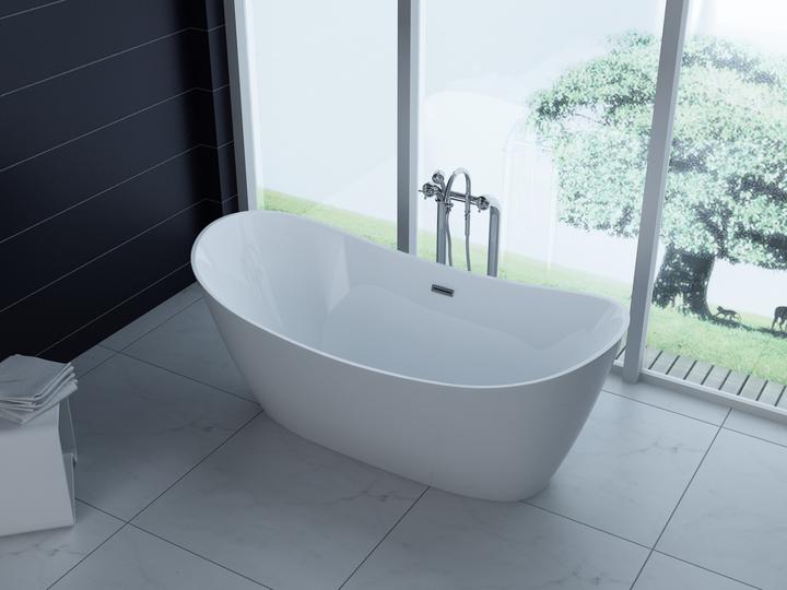 Image du produit PureHaven Baignoire de luxe autoportante en acrylique 170x80cm élégante avec siphon et lumière de protection (200 l, 170 cm, 80 cm)