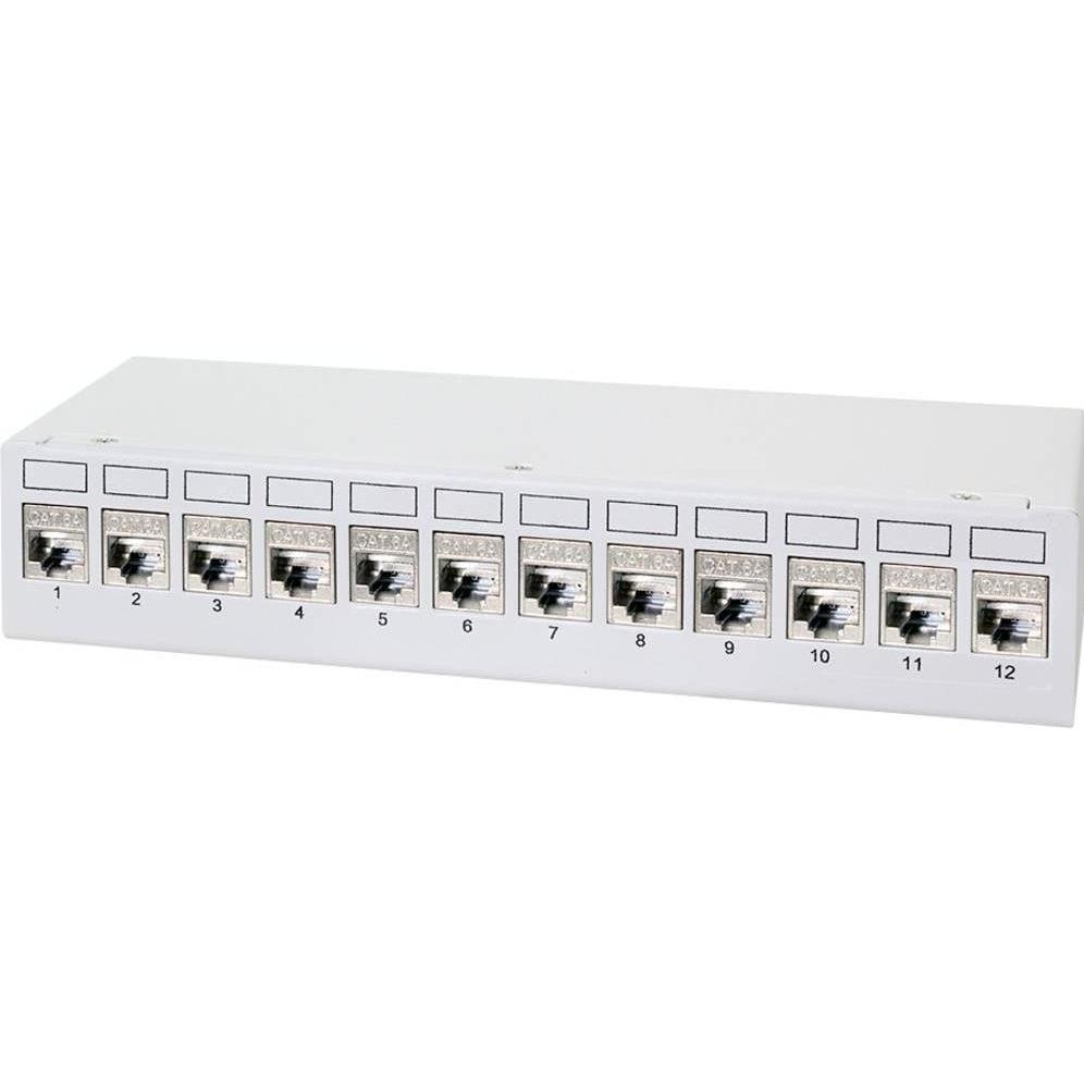 LogiLink Patch Panel 12 Port mit 12 Cat.6A Keystone Modulen, Accessori per server, Grigio