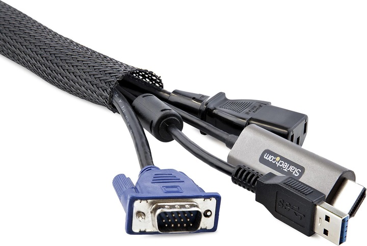 Actual product image StarTech com 10ft (3m) Cable Management Sleeve, Trimmable Heavy Duty Cable Wrap, 1.2" (3cm) Dia (Cable conduit, 300 cm)