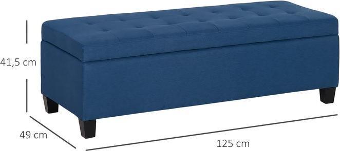 Actual product image Swisshandel24 Sitzbank mit Stauraum, Ottomane, Flurbank, Knopfheftung,125,1 cm x 48,9 cm x 41,3 cm, Blau (125 cm)