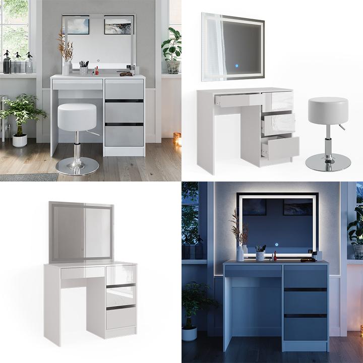 Image du produit Vicco Sherry avec miroir LED et tabouret (90 x 75 x 40 cm)