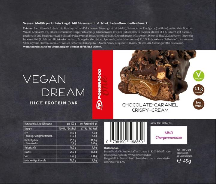 Actual product image PowerFood One Vegan Dream Bar (Raspberry, Sweet, 1 pcs., 45 g)