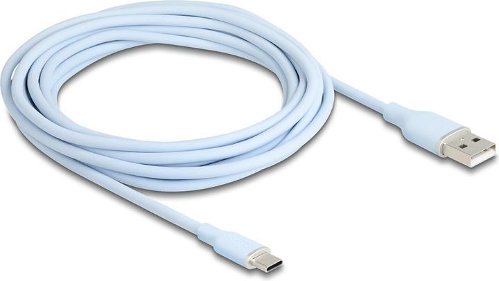 Actual product image Delock 81224 - USB 2.0 cable USB Type-A plug to USB Type-C plug 4 m blue silicone (4 m, USB 2.0)