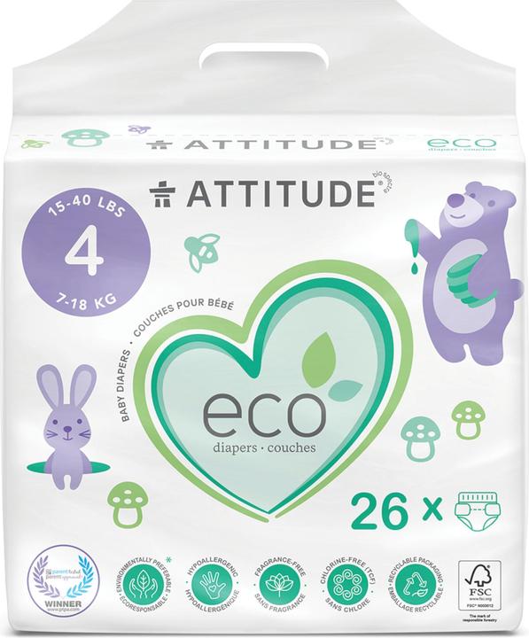 Actual product image Attitude Eco diapers (Size 4, Pack, 26 Piece)