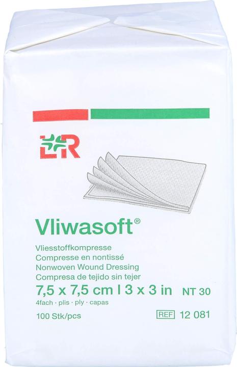 Actual product image Lohmann & Rauscher Vliesstoffkompressen 7.5x7.5cm 4-lagig