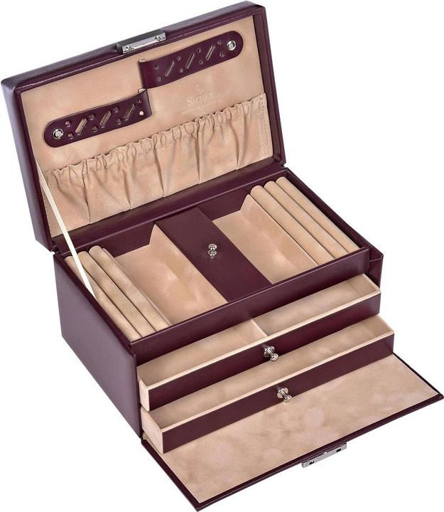 Image du produit Sacher 27.107.010.143 - Coffret à bijoux Eva New Classic, bordeaux (cuir véritable)
