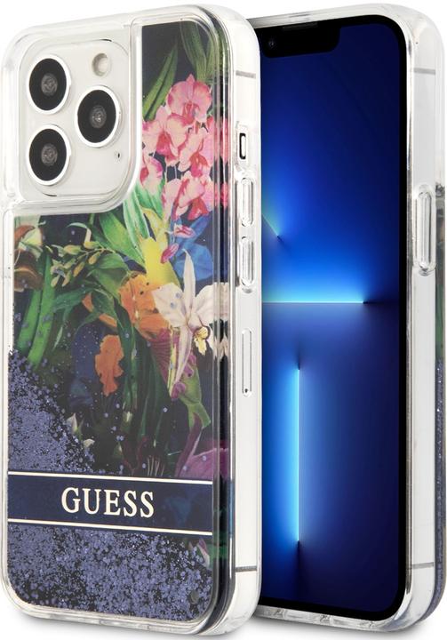 Produktbild Guess GUHCP13LLFLSB iPhone 13 Pro / 13 6,1" niebieski/blue hardcase Flower Liquid Glitter (Apple iPhone 13, Apple iPhone 13 Pro)