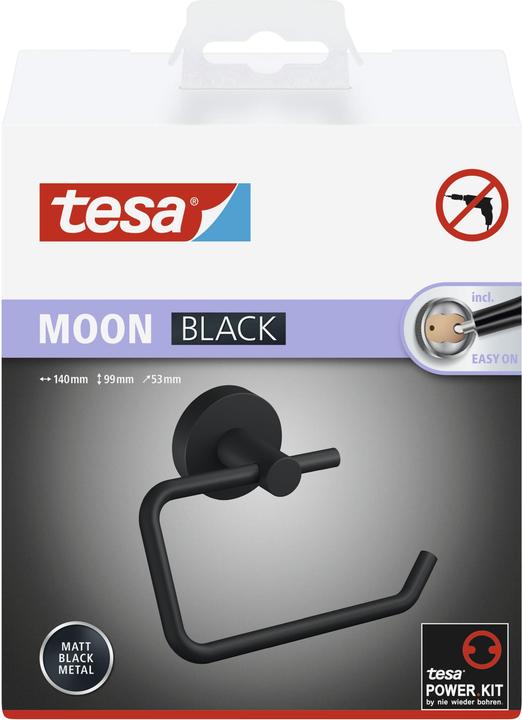 Produktbild tesa MOON BLACK Toilettenrollenhalter inkl. Klebelösung ohne Bohren