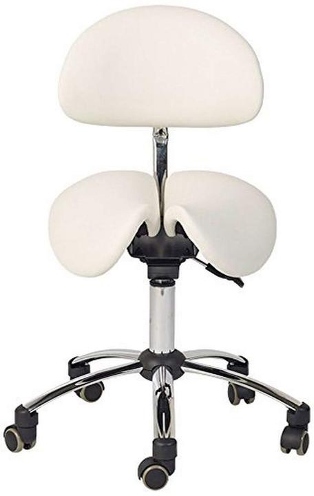Produktbild Teqler Praxis Sattelstuhl geteilt mit Lehne weiss