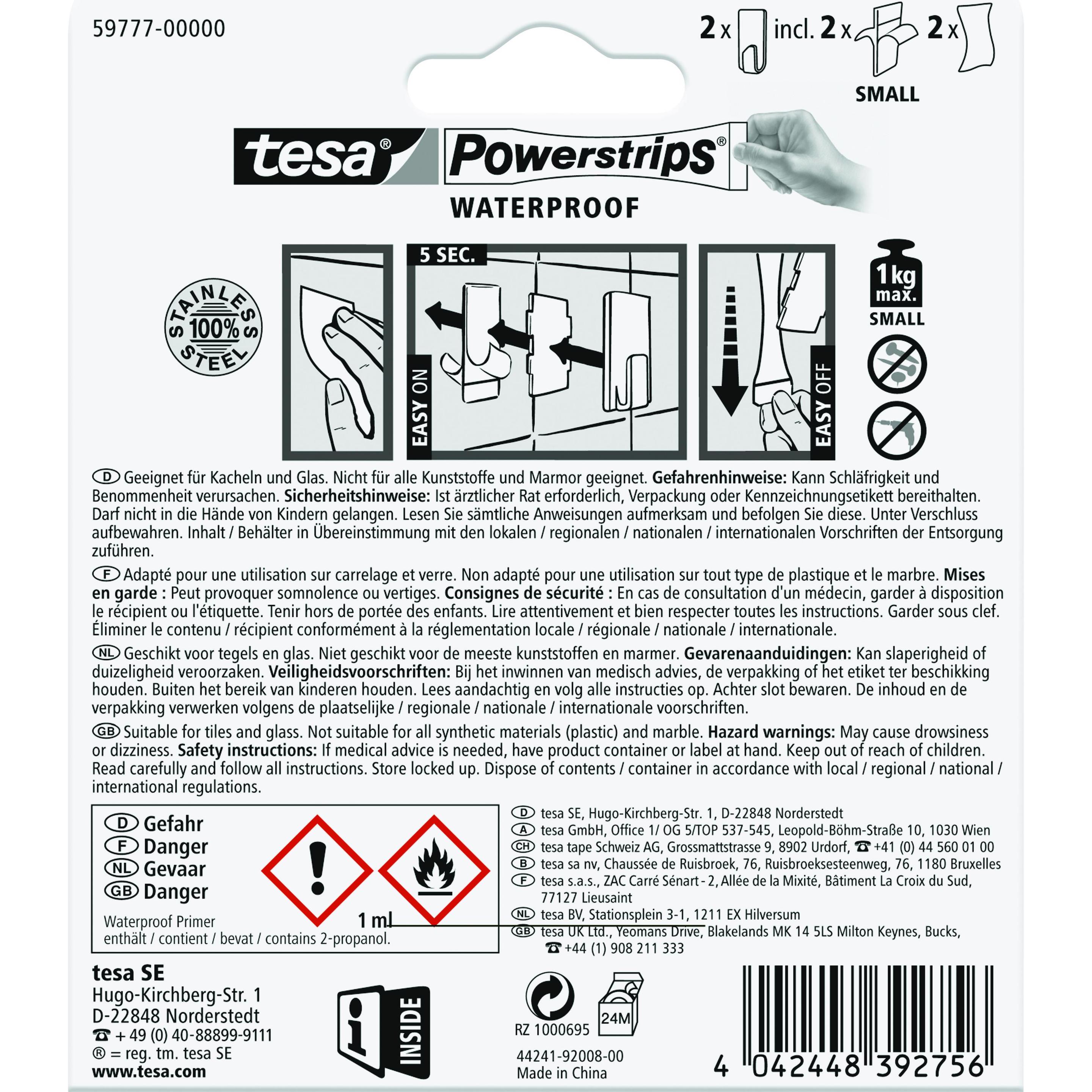 Thumbnail - tesa, Klebehaken + Klebenagel, Powerstrips Waterproof Haken ZOOM