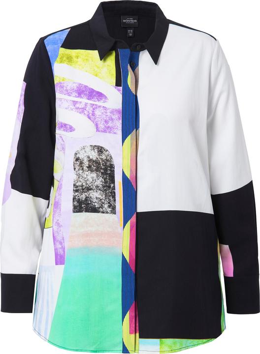 Produktbild Ulla Popken Lyocell-Bluse, Patchdesign, Hemdkragen, Langarm (58)