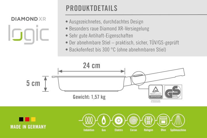 Actual product image Woll 1524PLCI Pro Logic induction, cast iron pan (Frying pan, Aluminium, 24 x 5 cm)