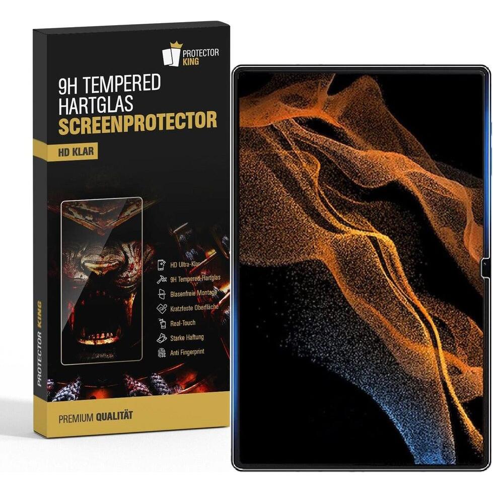 Protectorking 3x echtes Tempered 9H Panzerhartglas 3D KLAR (3 Stück, Galaxy Tab S8 Ultra), Tablet Schutzfolie