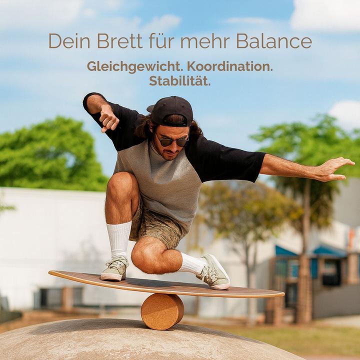 Actual product image Hermex Balance Board mit Rolle Holz-Balancierbrett Balance Trainer Trickboard