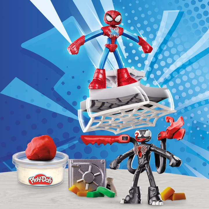 Actual product image Play-Doh Spider-Man web action