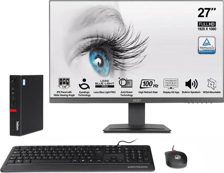 Lenovo ThinkCentre M720q i5 Mini PC Komplett Set (16 GB, 1000 GB, C / Gut)