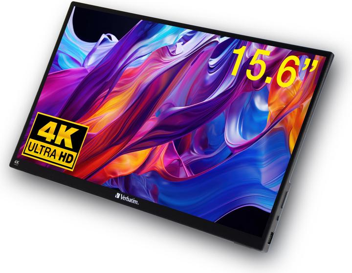Actual product image Verbatim PMT-15 4K Portable Touchscreen Monitor 15.6" 4K Ultra HD Metal Housing (3840 x 2160 Pixels, 15.60")
