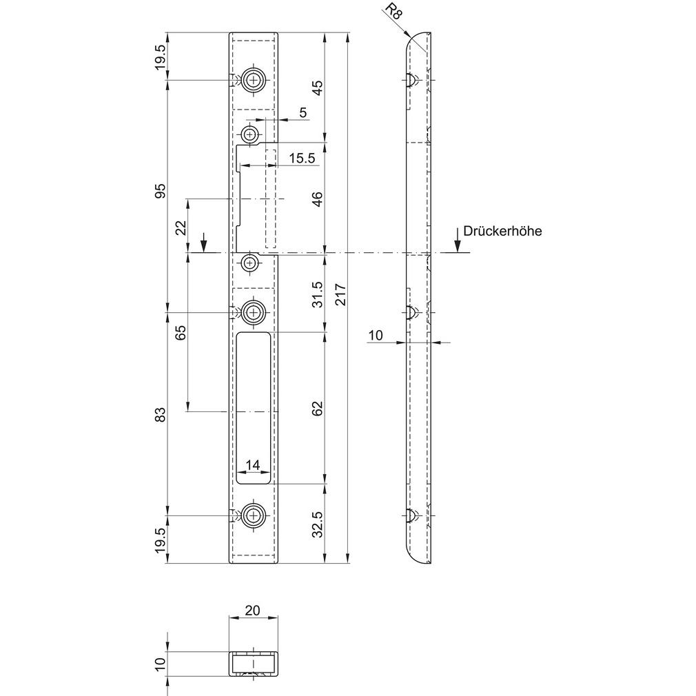 MSL, Türgriff + Fenstergriff, Profil-Einfrässchliessbleche ProfiFlex BV-1255.HE (Schliessblech)