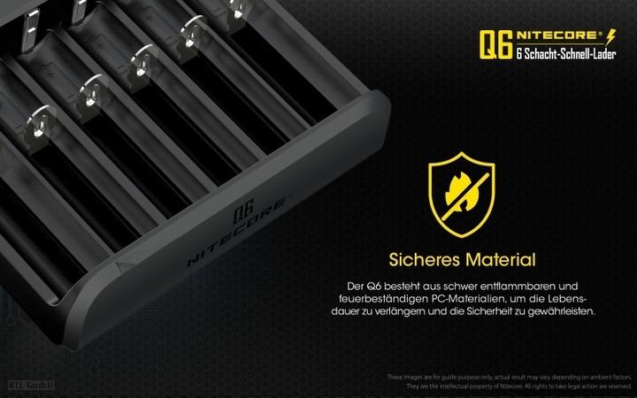 Productafbeelding Nitecore Q6 6-Schacht-Ladegerät (1 Pcs., 14500, 16340, 18650, 26650, Batterij)